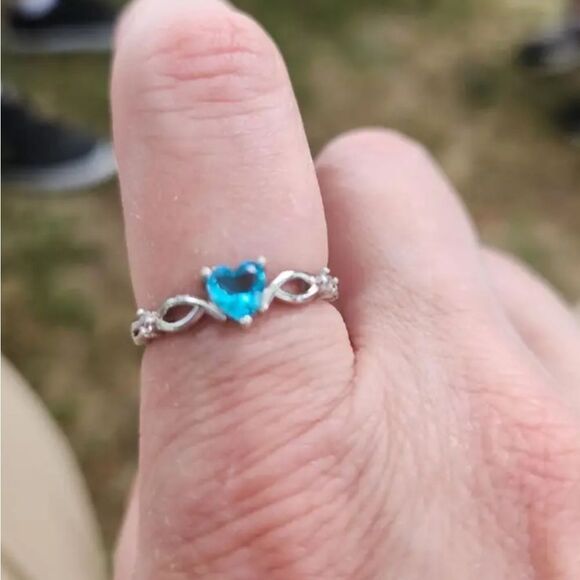 Blue Heart S925 Silver Ring - Picture 10 of 12